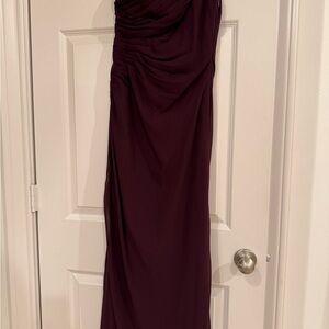 Bill Levkoff One Shoulder Deep Purple Dress